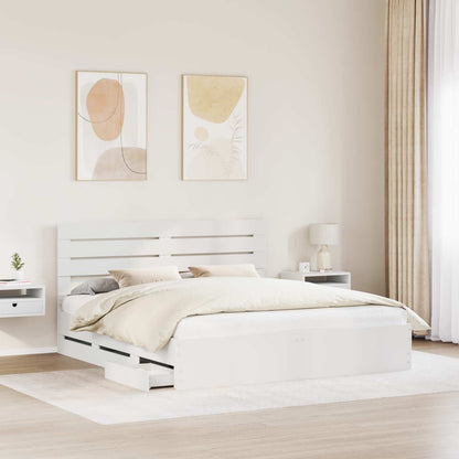 vidaXL Bed Frame with Drawer White 200 x 200 cm Engineer Wood
