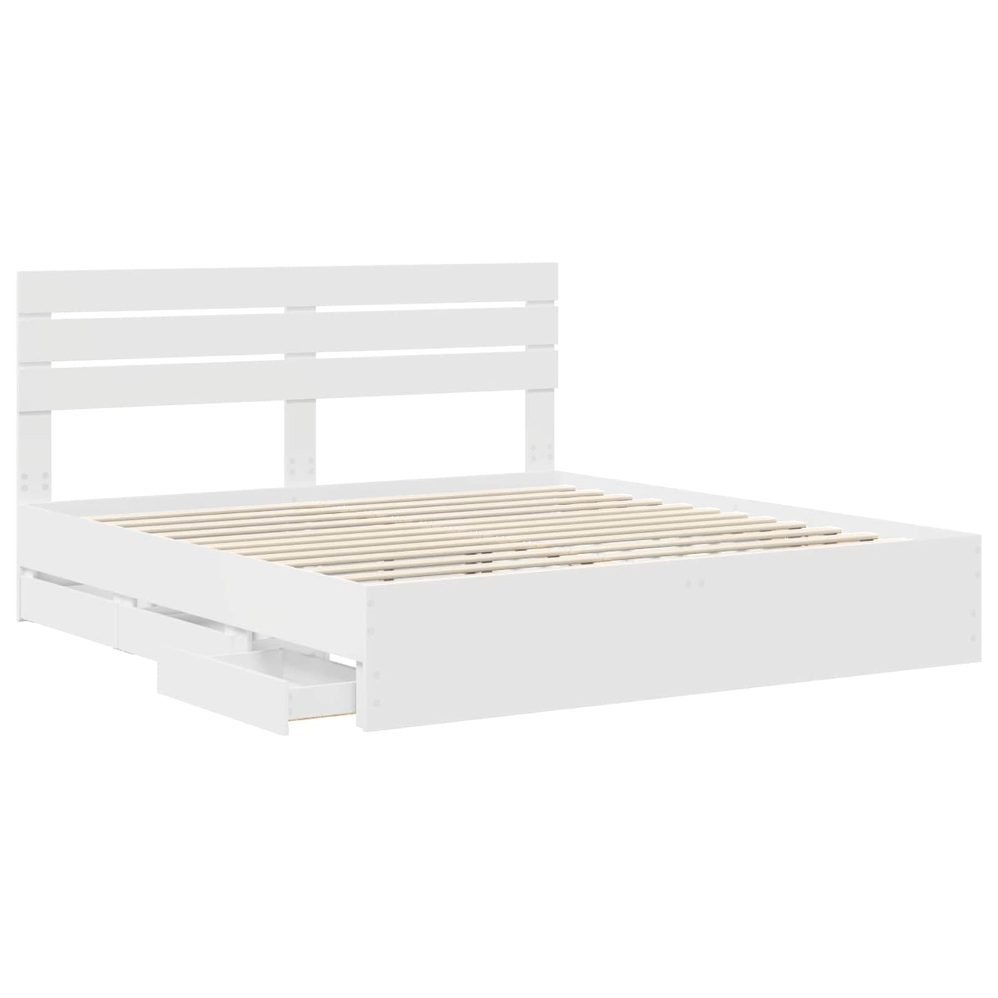 vidaXL Bed Frame with Drawer White 200 x 200 cm Engineer Wood