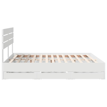 vidaXL Bed Frame with Drawer White 200 x 200 cm Engineer Wood