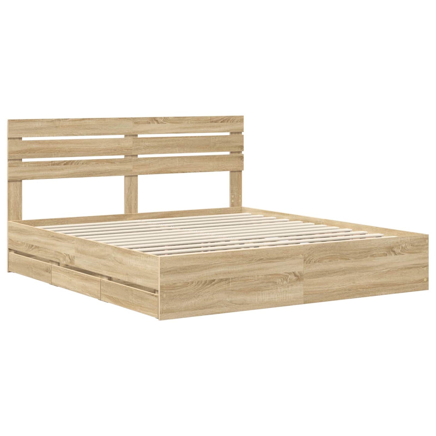 vidaXL Bed Frame with Drawer Sonoma Oak 200 x 200 cm Engineer Wood