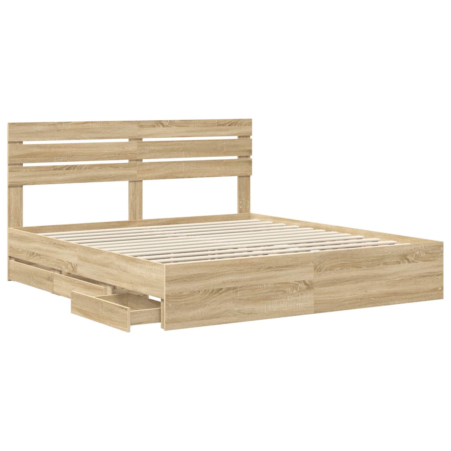 vidaXL Bed Frame with Drawer Sonoma Oak 200 x 200 cm Engineer Wood