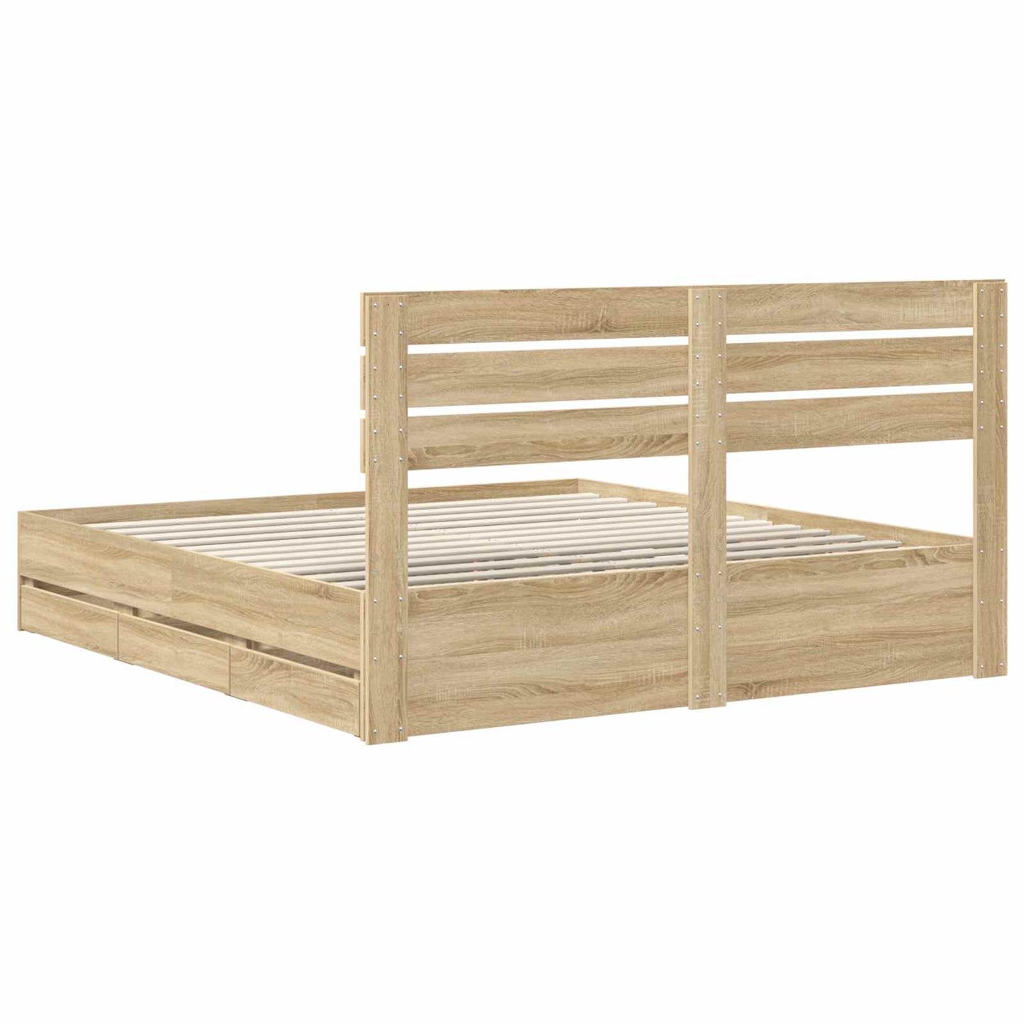 vidaXL Bed Frame with Drawer Sonoma Oak 200 x 200 cm Engineer Wood