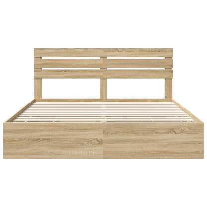 vidaXL Bed Frame with Drawer Sonoma Oak 200 x 200 cm Engineer Wood