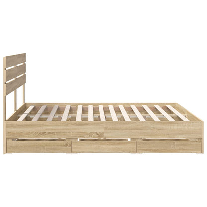 vidaXL Bed Frame with Drawer Sonoma Oak 200 x 200 cm Engineer Wood