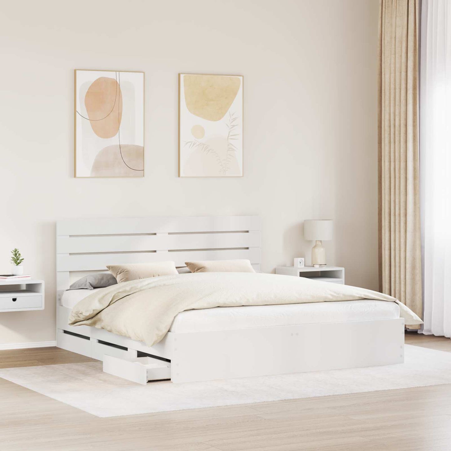 vidaXL Bed Frame with Drawer White 180 x 200 cm Engineer Wood