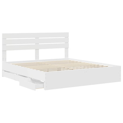 vidaXL Bed Frame with Drawer White 180 x 200 cm Engineer Wood