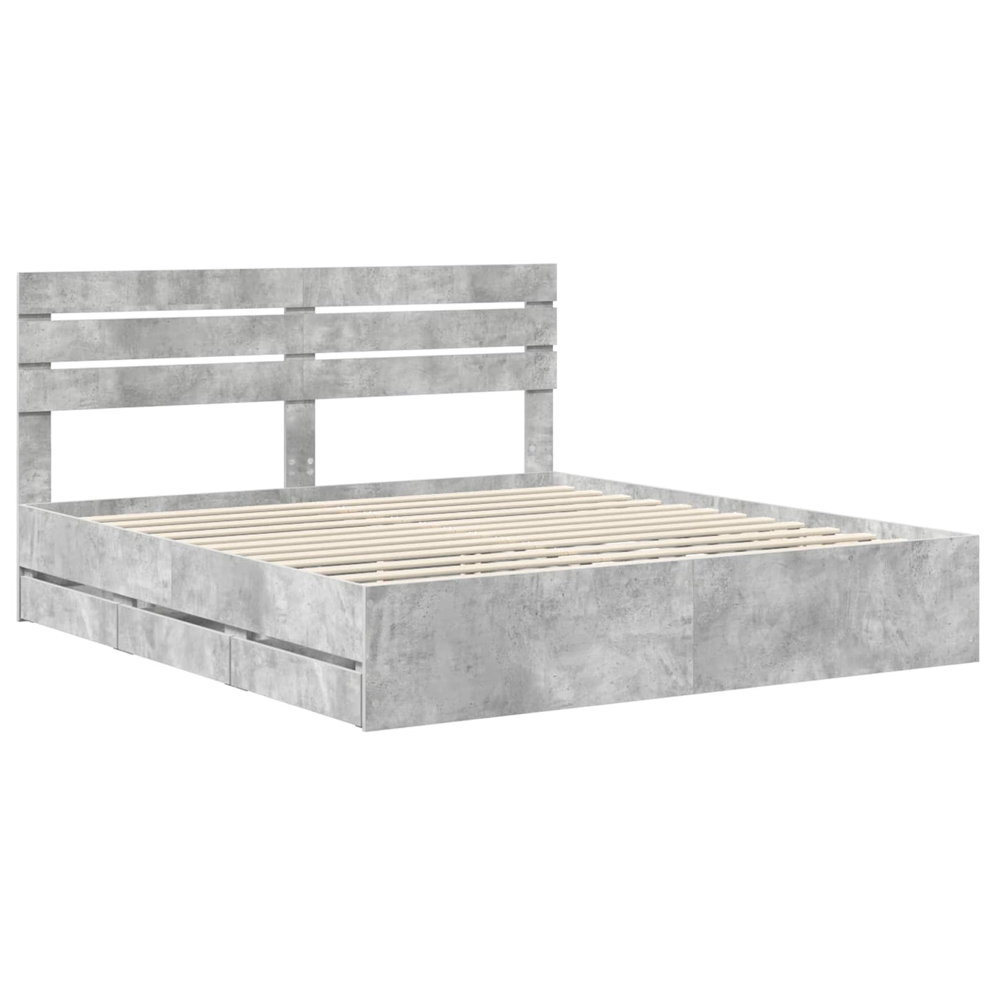 vidaXL Bed Frame with Drawer Concrete Grey 180 x 200 cm Engineer Wood