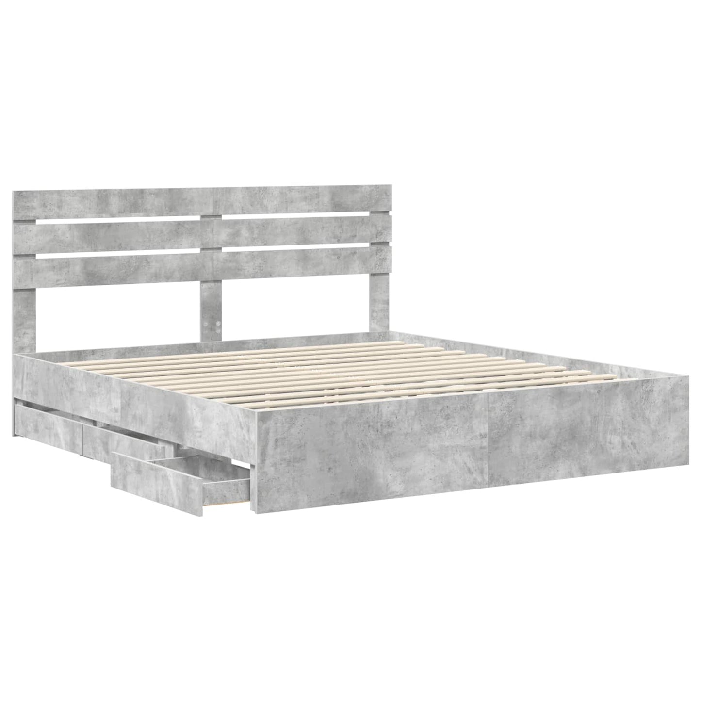 vidaXL Bed Frame with Drawer Concrete Grey 180 x 200 cm Engineer Wood
