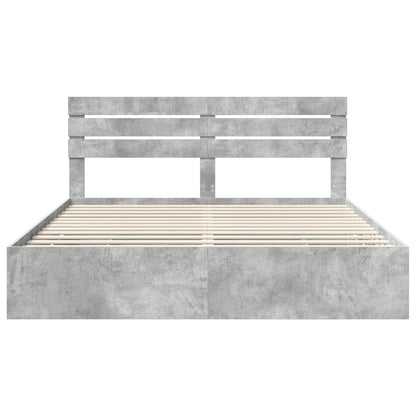 vidaXL Bed Frame with Drawer Concrete Grey 180 x 200 cm Engineer Wood