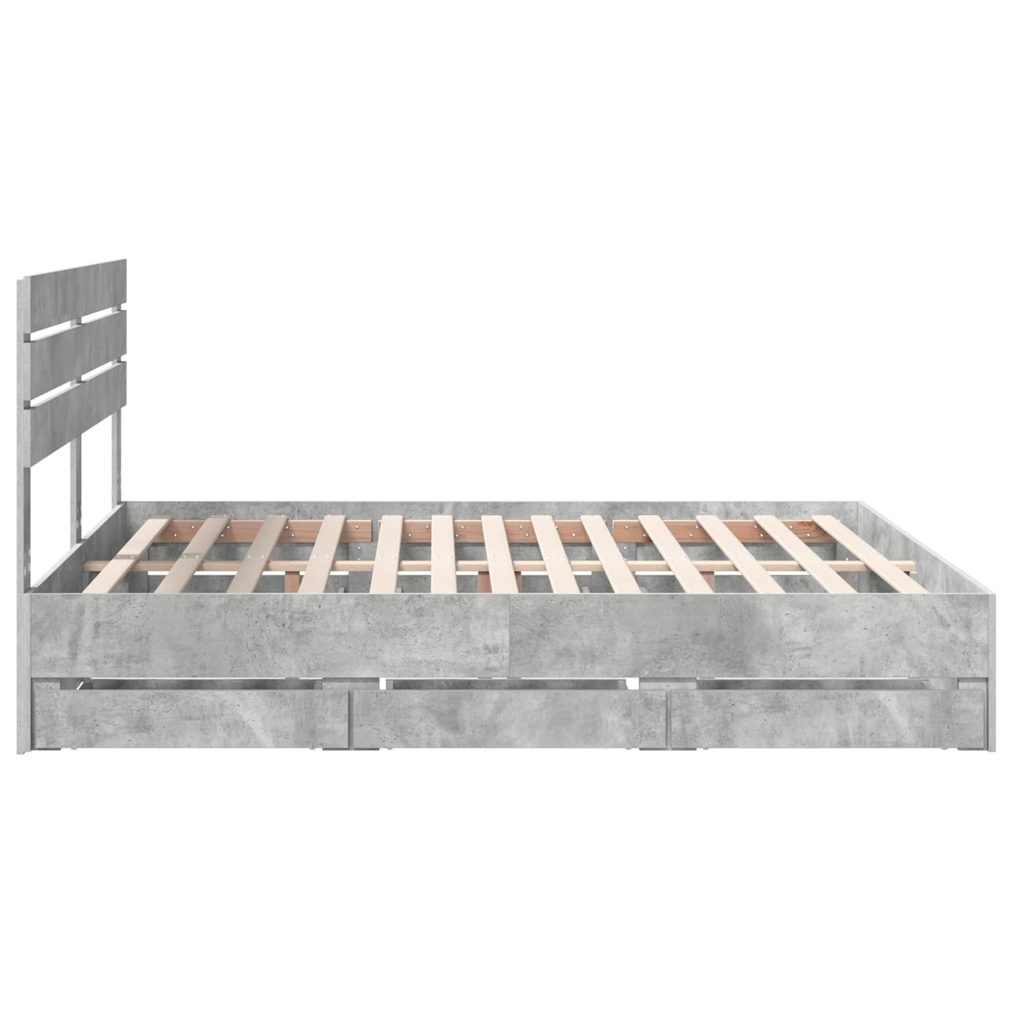 vidaXL Bed Frame with Drawer Concrete Grey 180 x 200 cm Engineer Wood