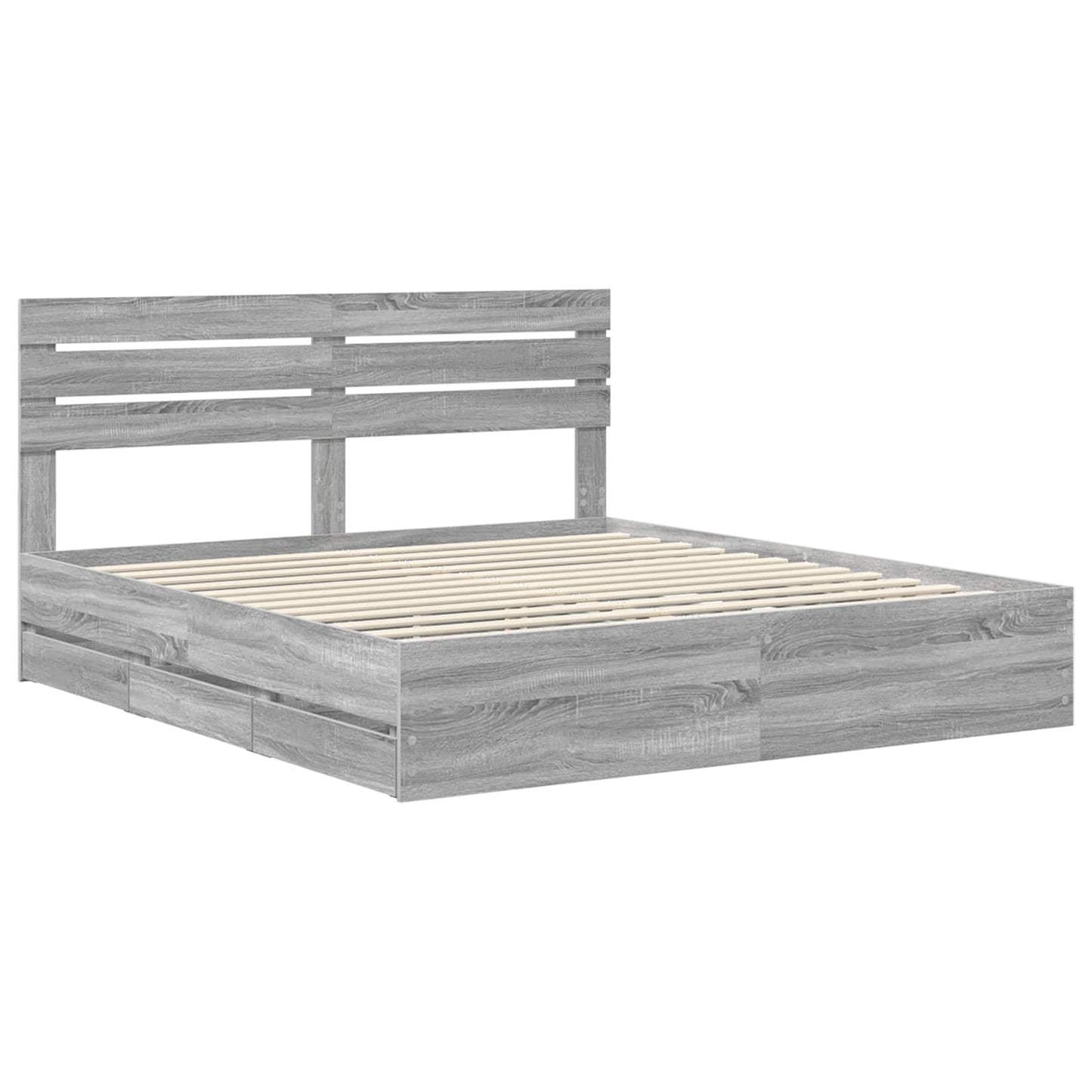 vidaXL Bed Frame with Drawer Grey Sonoma 180 x 200 cm Engineer Wood