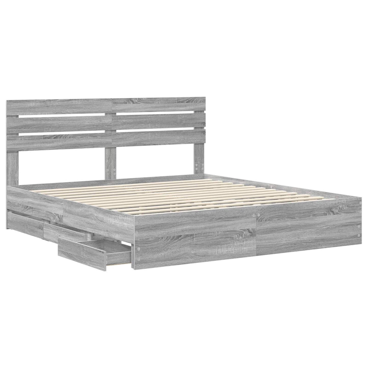 vidaXL Bed Frame with Drawer Grey Sonoma 180 x 200 cm Engineer Wood