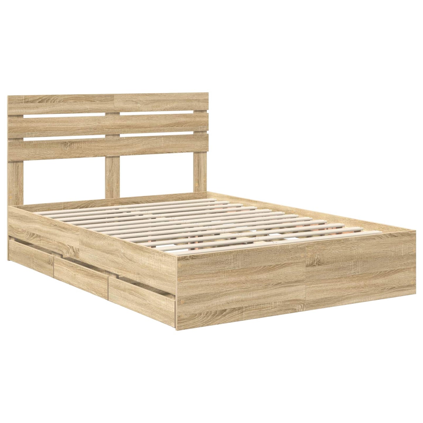 vidaXL Bed Frame with Drawer Sonoma Oak 160 x 200 cm Engineer Wood