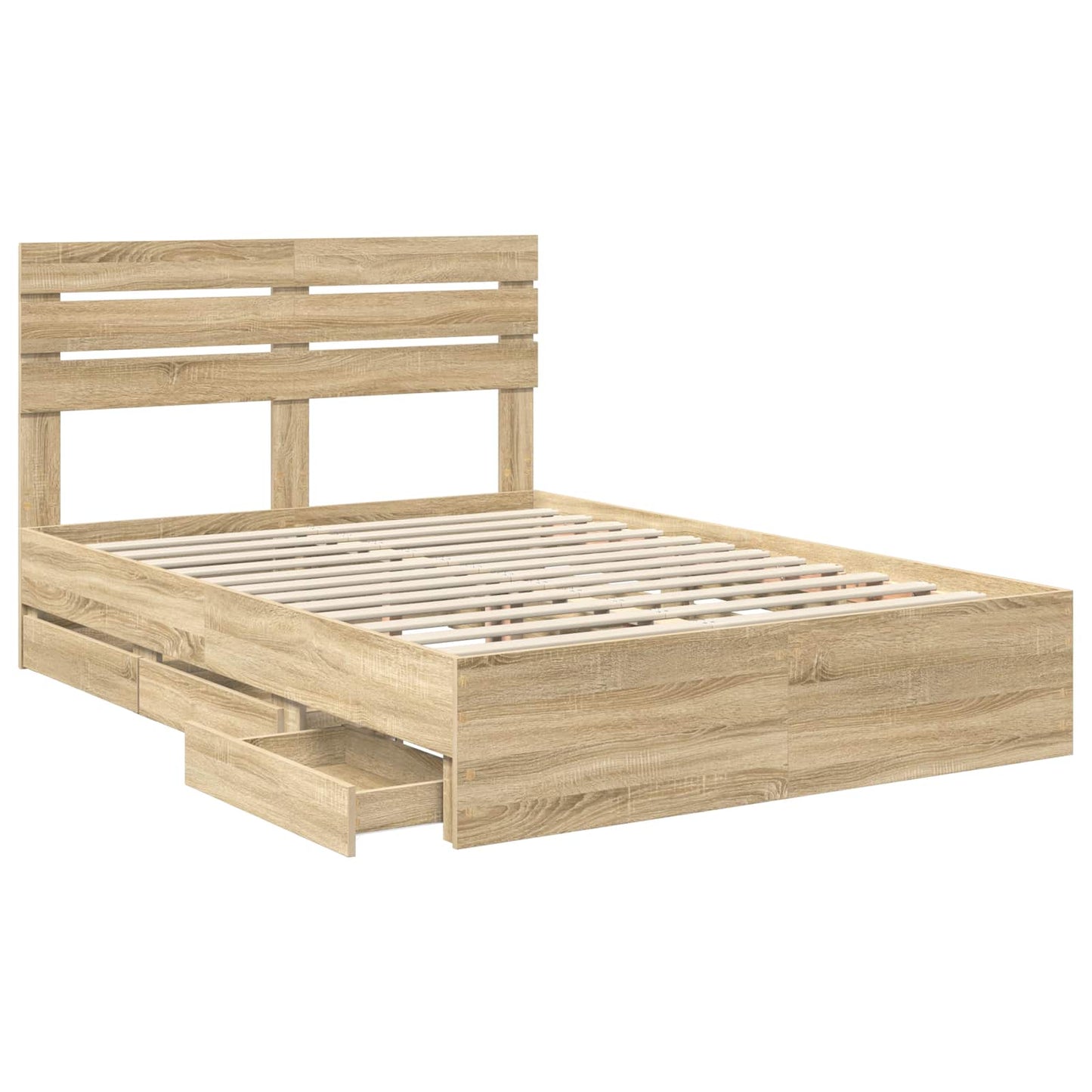 vidaXL Bed Frame with Drawer Sonoma Oak 160 x 200 cm Engineer Wood