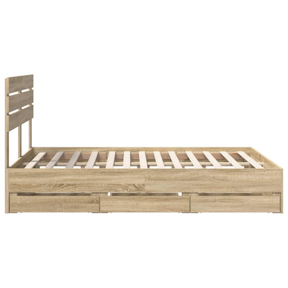 vidaXL Bed Frame with Drawer Sonoma Oak 160 x 200 cm Engineer Wood