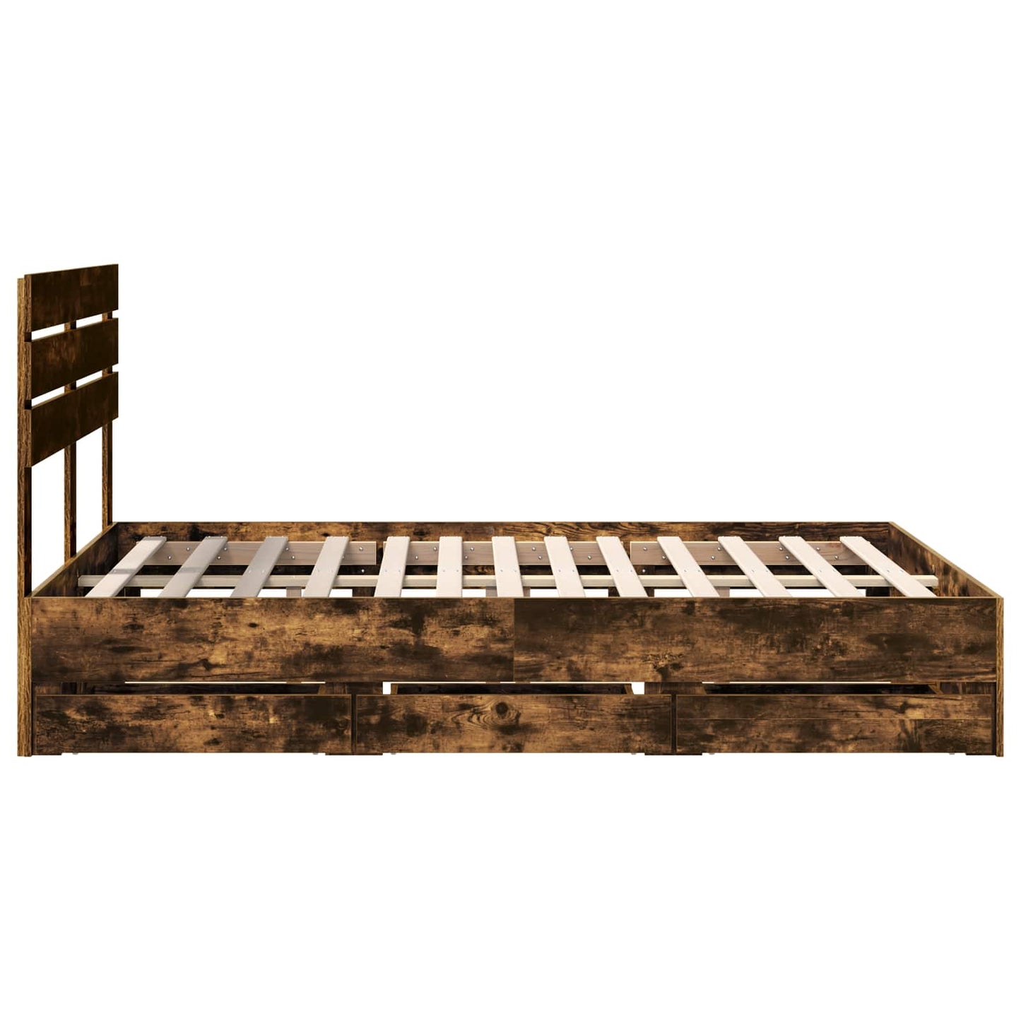 vidaXL Bed Frame with Drawer Smoked Oak 160 x 200 cm Engineer Wood