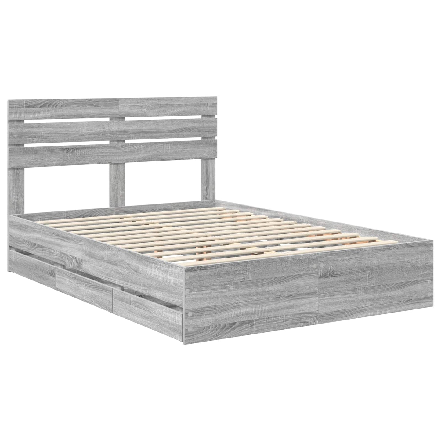 vidaXL Bed Frame with Drawer Grey Sonoma 160 x 200 cm Engineer Wood