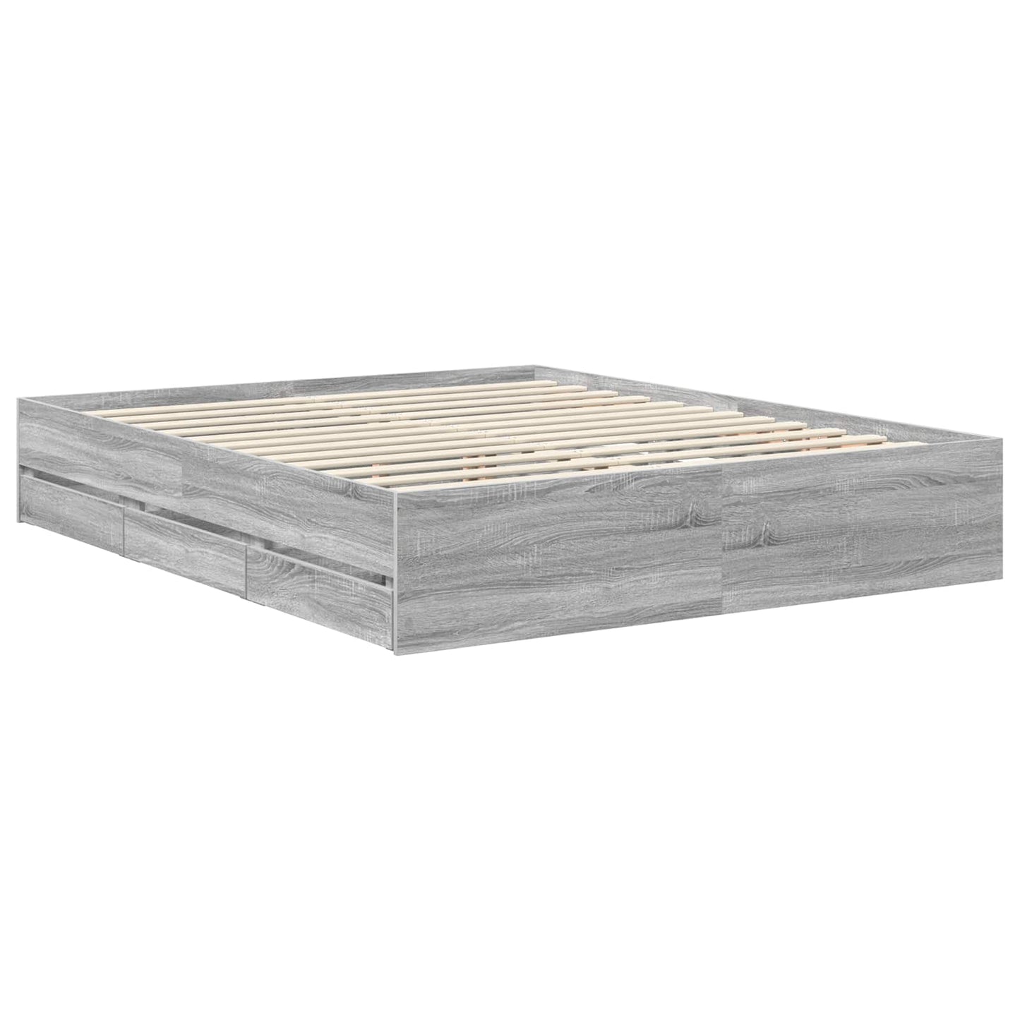 vidaXL Bed Frame with Drawer Grey Sonoma 160 x 200 cm Engineer Wood