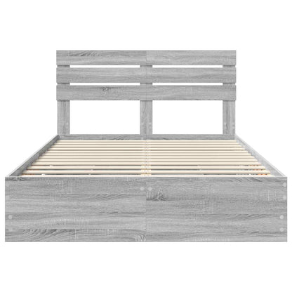 vidaXL Bed Frame with Drawer Grey Sonoma 160 x 200 cm Engineer Wood