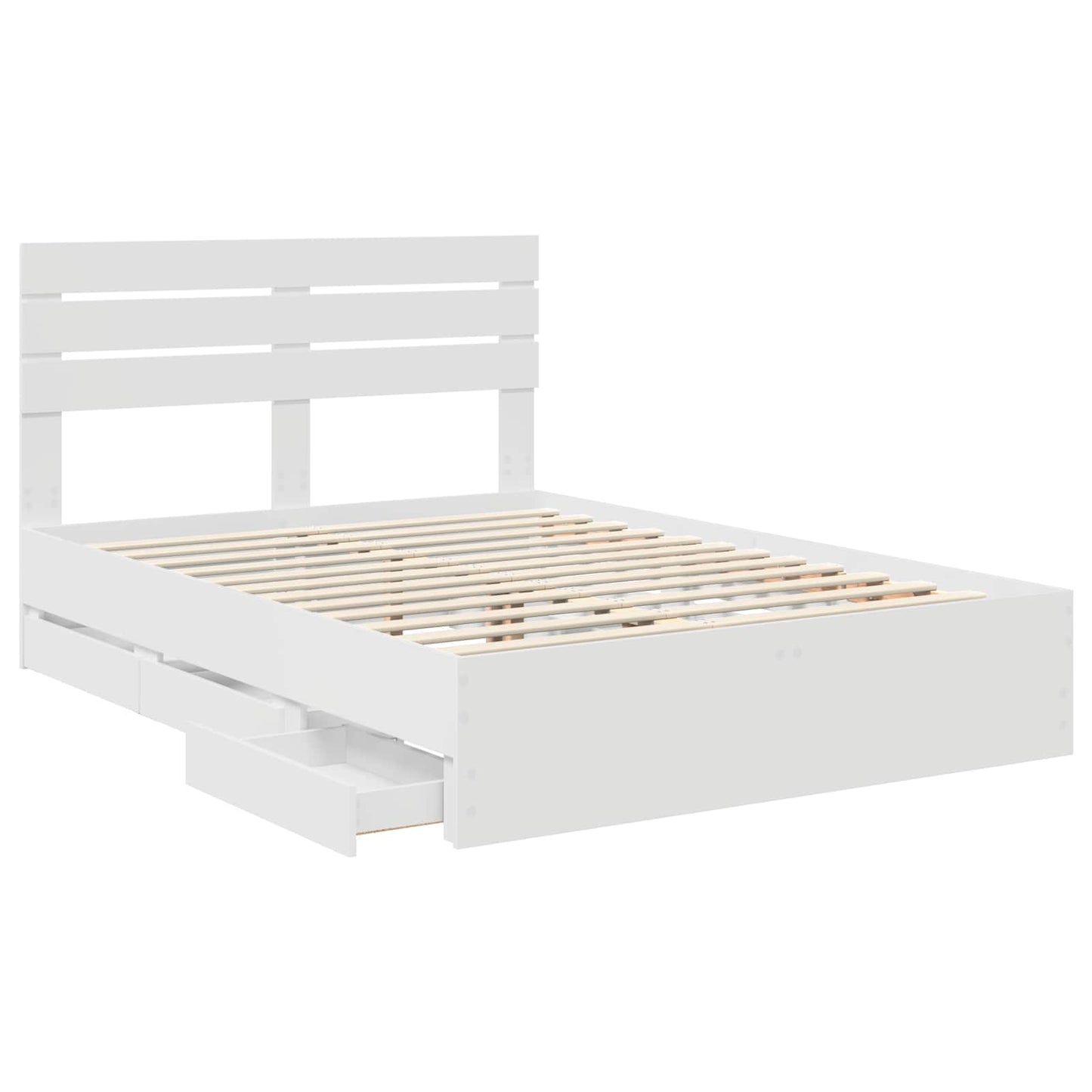 vidaXL Bed Frame with Drawer White 150 x 200 cm Engineer Wood