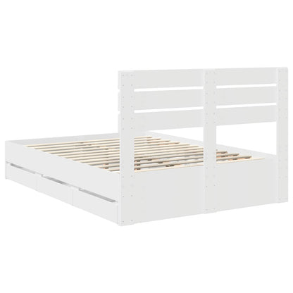 vidaXL Bed Frame with Drawer White 150 x 200 cm Engineer Wood