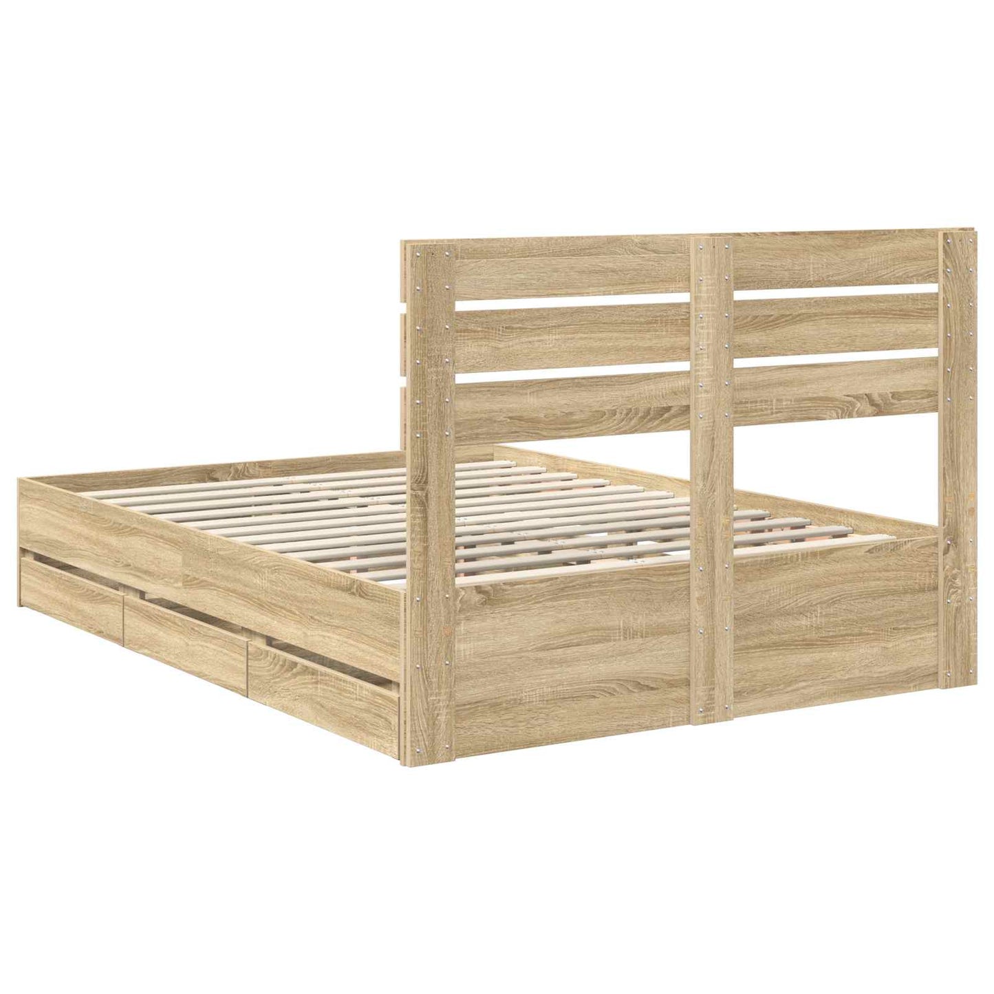 vidaXL Bed Frame with Drawer Sonoma Oak 150 x 200 cm Engineer Wood