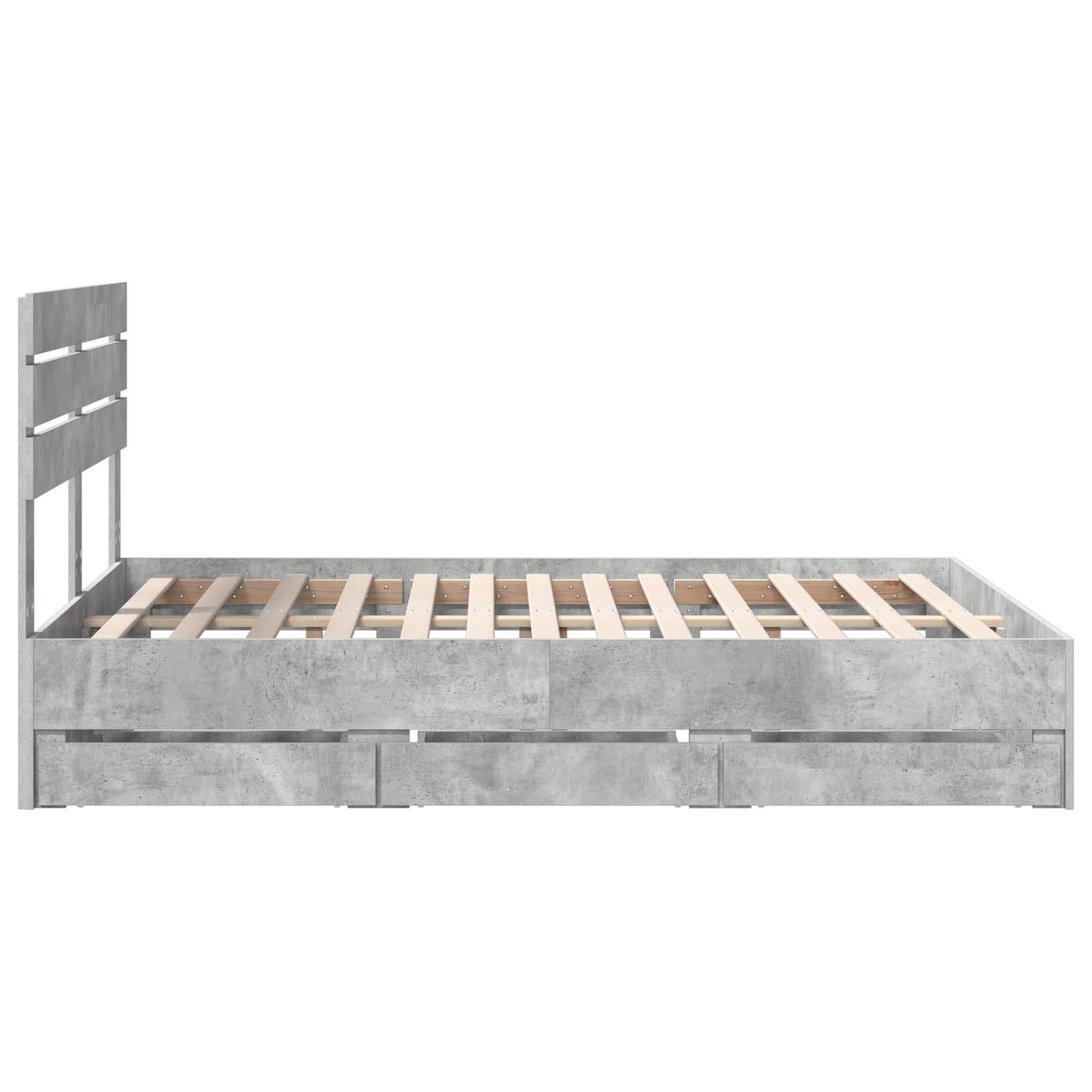 vidaXL Bed Frame with Drawer Concrete Grey 150 x 200 cm Engineer Wood