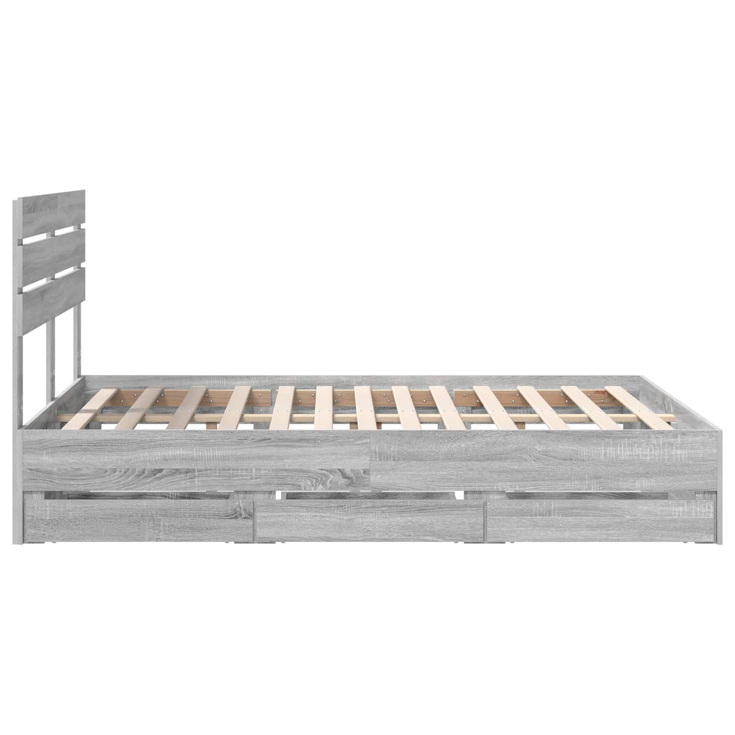 vidaXL Bed Frame with Drawer Grey Sonoma 150 x 200 cm Engineer Wood