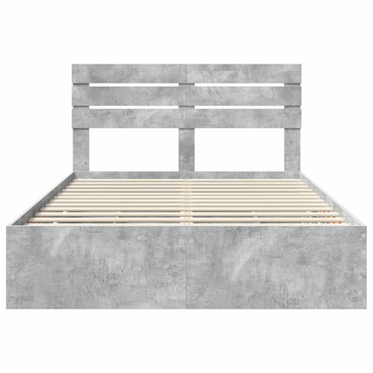vidaXL Bed Frame with Drawer Concrete Grey 140 x 200 cm Engineer Wood