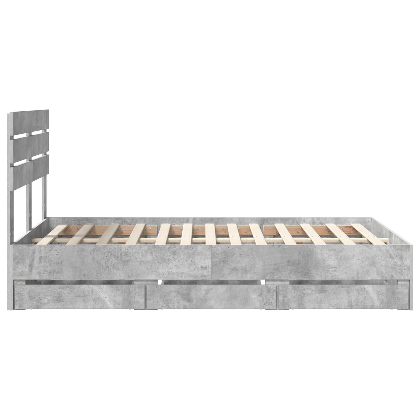 vidaXL Bed Frame with Drawer Concrete Grey 135 x 190 cm Engineer Wood