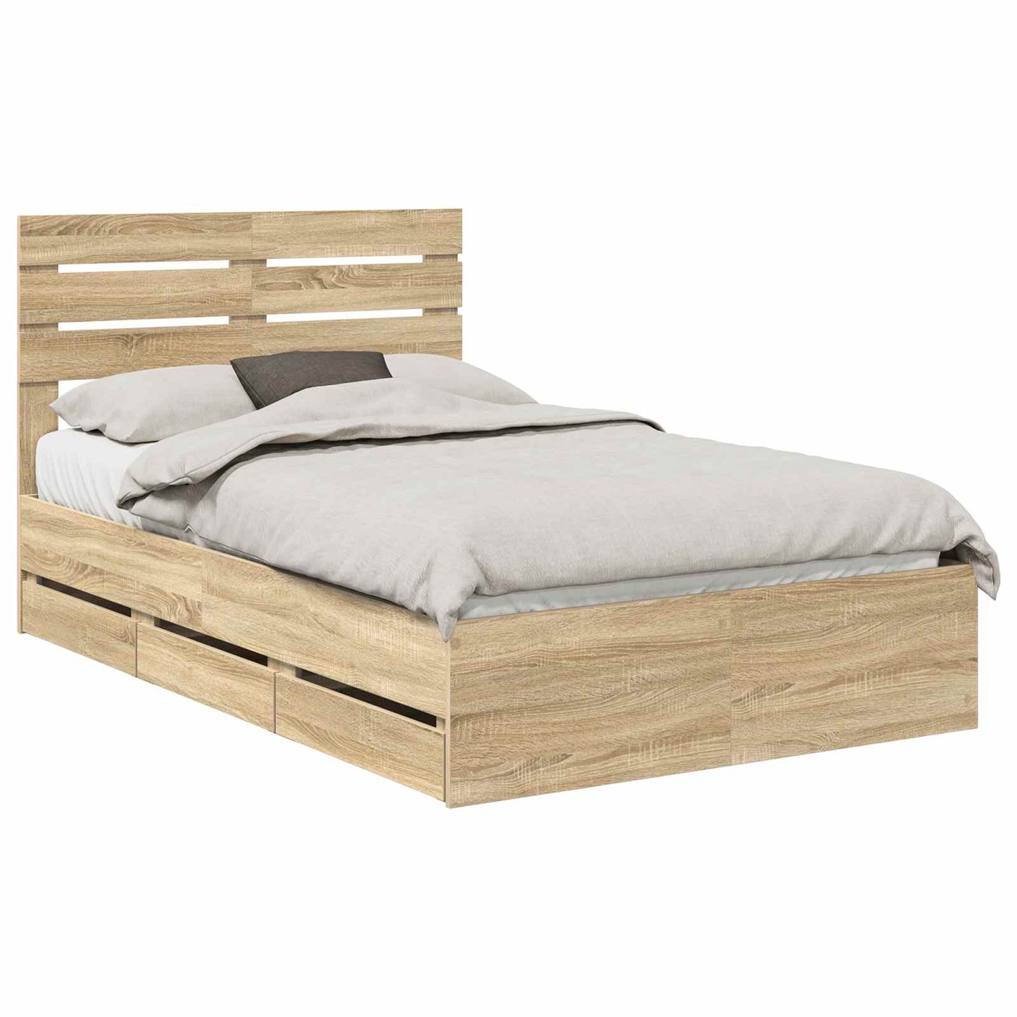 vidaXL Bed Frame with Drawer Sonoma Oak 120 x 200 cm Engineer Wood
