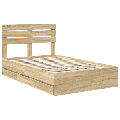 vidaXL Bed Frame with Drawer Sonoma Oak 120 x 200 cm Engineer Wood