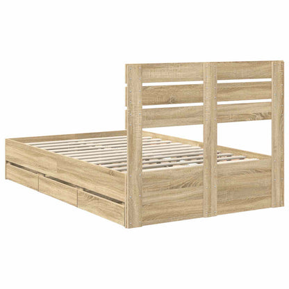 vidaXL Bed Frame with Drawer Sonoma Oak 120 x 200 cm Engineer Wood