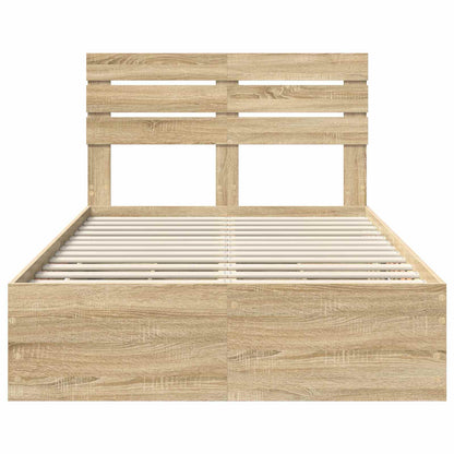 vidaXL Bed Frame with Drawer Sonoma Oak 120 x 200 cm Engineer Wood