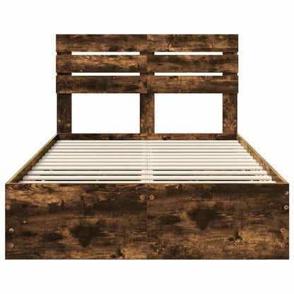 vidaXL Bed Frame with Drawer Smoked Oak 120 x 200 cm Engineer Wood