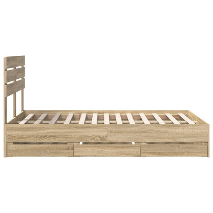 vidaXL Bed Frame with Drawer Sonoma Oak 120 x 190 cm Engineer Wood