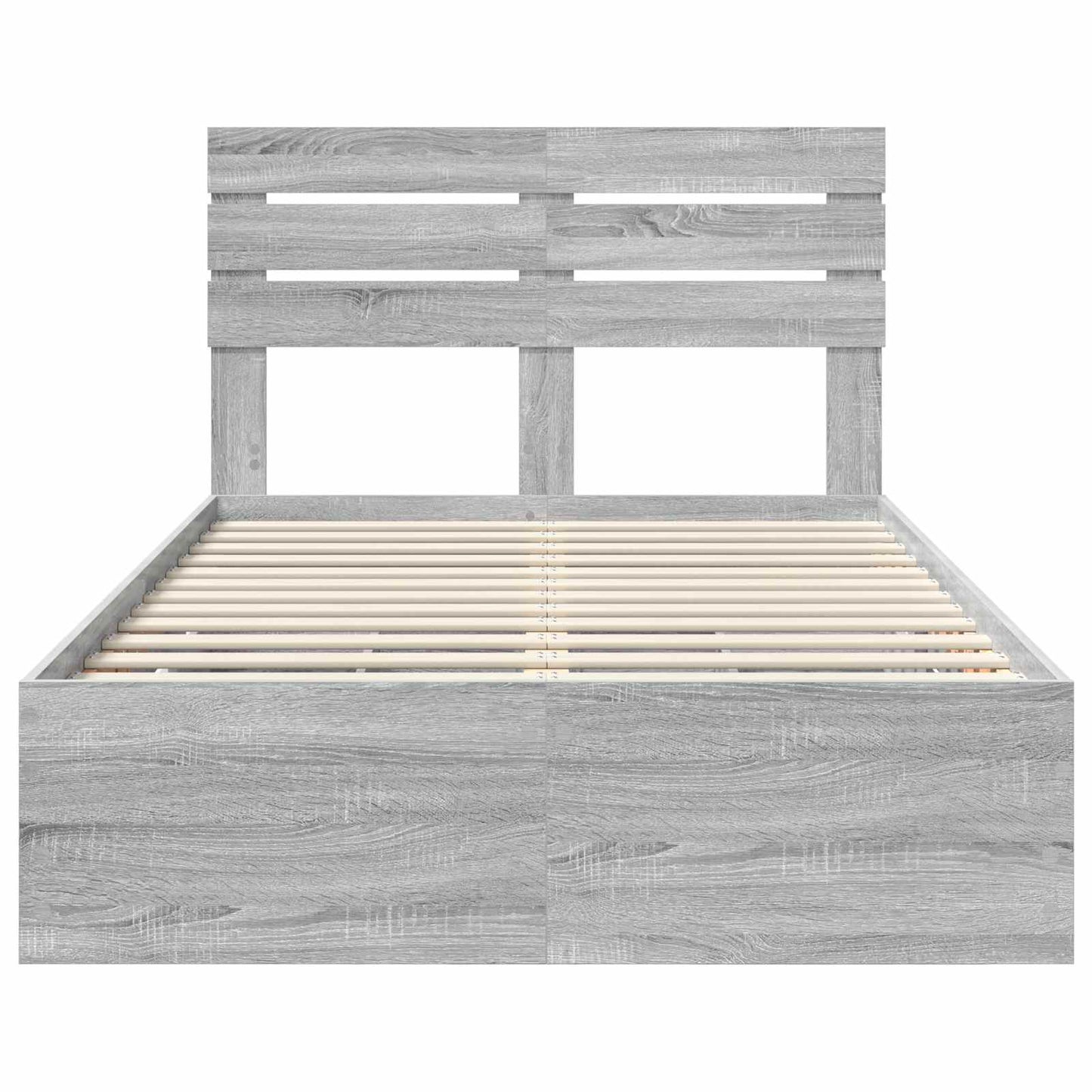 vidaXL Bed Frame with Drawer Grey Sonoma 120 x 190 cm Engineer Wood