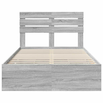 vidaXL Bed Frame with Drawer Grey Sonoma 120 x 190 cm Engineer Wood
