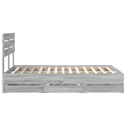 vidaXL Bed Frame with Drawer Grey Sonoma 120 x 190 cm Engineer Wood