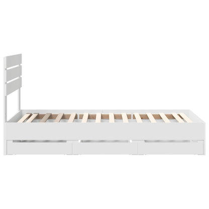 vidaXL Bed Frame with Drawer White 100 x 200 cm Engineer Wood