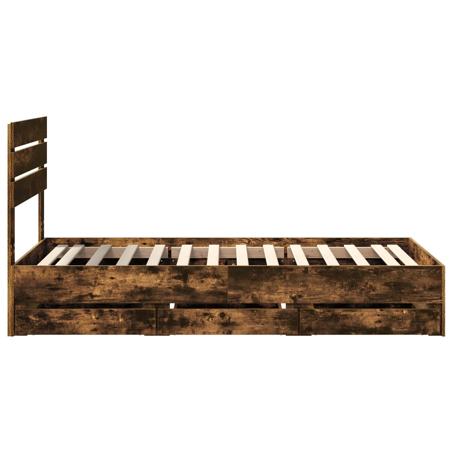 vidaXL Bed Frame with Drawer Smoked Oak 100 x 200 cm Engineer Wood