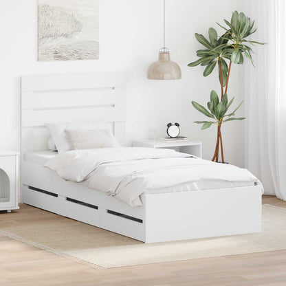 vidaXL Bed Frame with Drawer White 90 x 200 cm Engineer Wood