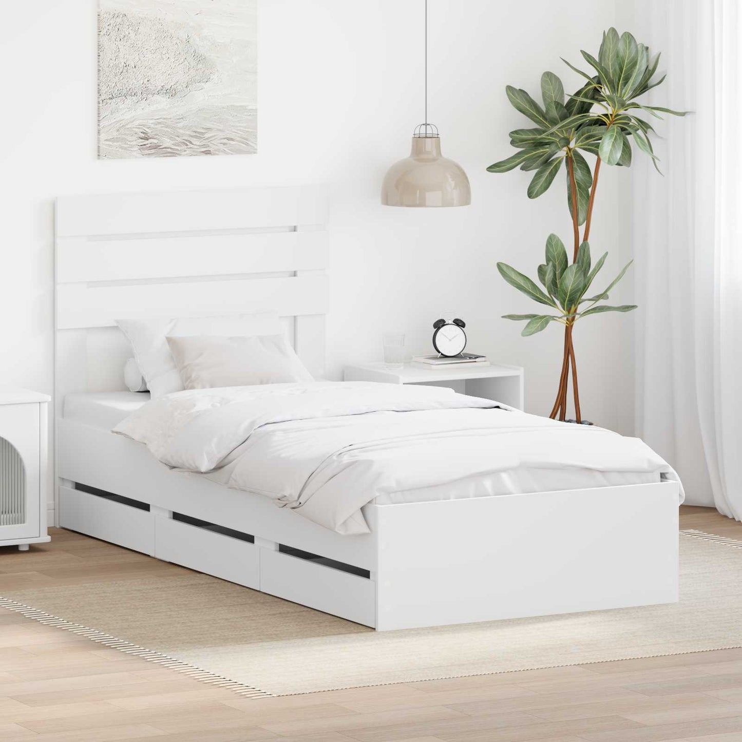 vidaXL Bed Frame with Drawer White 90 x 190 cm Engineer Wood