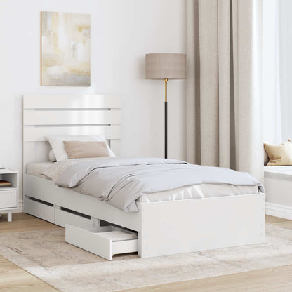 vidaXL Bed Frame with Drawer White 90 x 190 cm Engineer Wood