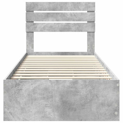 vidaXL Bed Frame with Drawer Concrete Grey 90 x 190 cm Engineer Wood