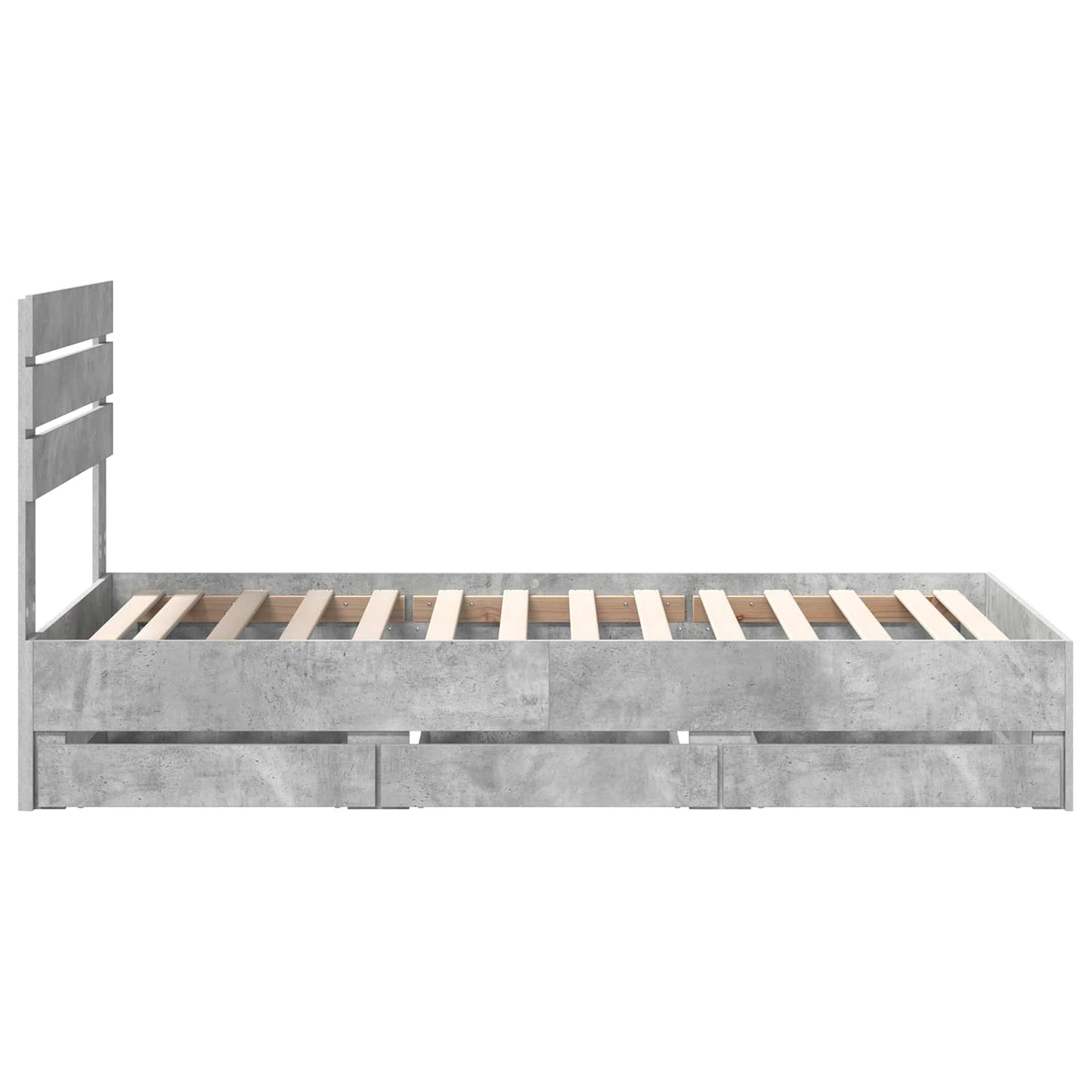 vidaXL Bed Frame with Drawer Concrete Grey 90 x 190 cm Engineer Wood