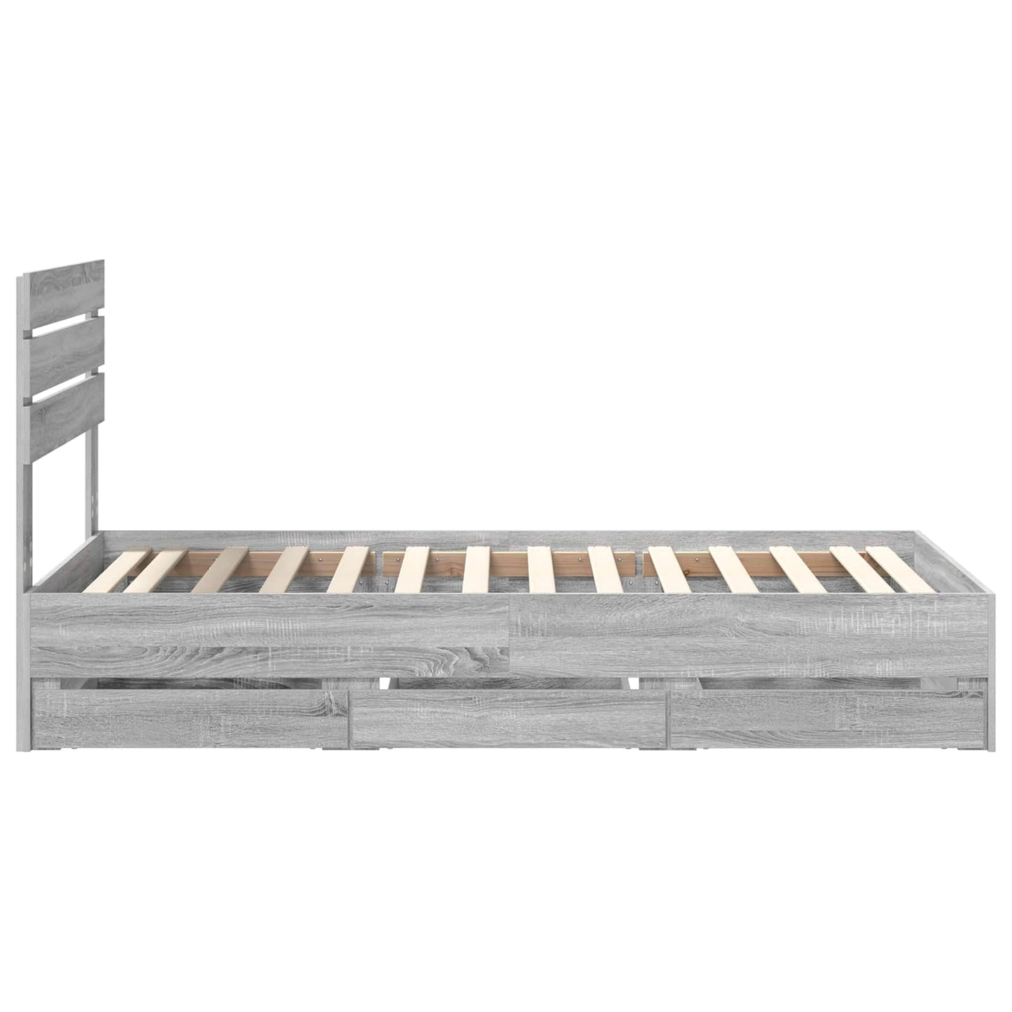 vidaXL Bed Frame with Drawer Grey Sonoma 90 x 190 cm Engineer Wood