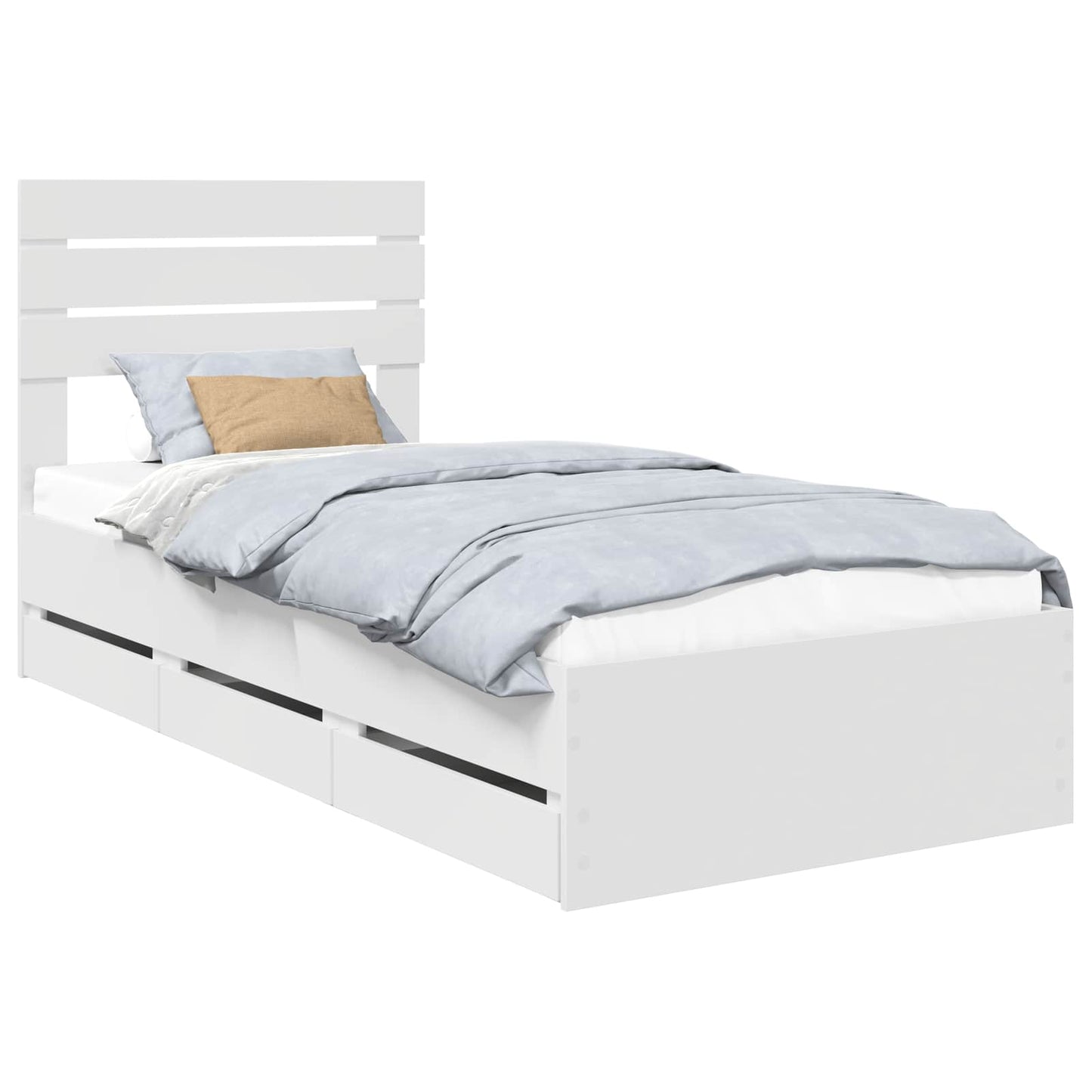 vidaXL Bed Frame with Drawer White 75 x 190 cm Engineer Wood