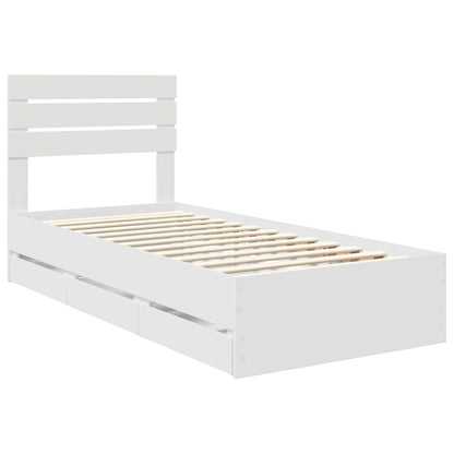vidaXL Bed Frame with Drawer White 75 x 190 cm Engineer Wood