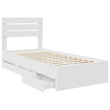 vidaXL Bed Frame with Drawer White 75 x 190 cm Engineer Wood